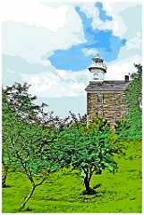 Great Captain Island Lighthouse on Hilltop - Digital Painting